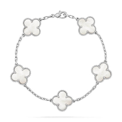[Rani Jewelry]CLOVER WHITE PEARL MOP 5 MOTIF BRACELET COLLECTION