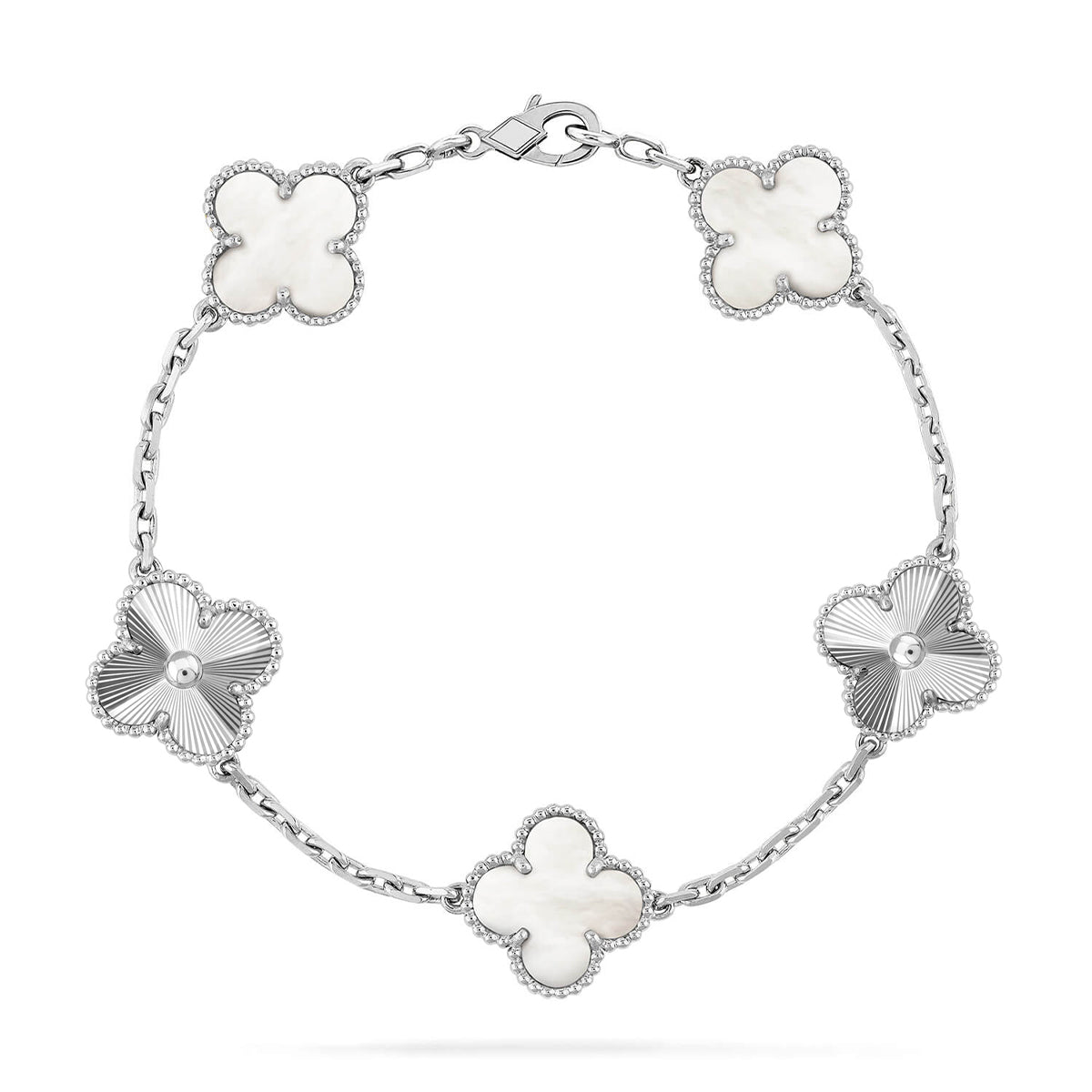 [Rani Jewelry]CLOVER WHITE PEARL MOP 5 MOTIF BRACELET COLLECTION