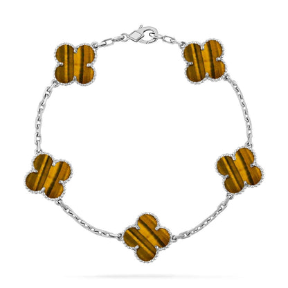 [Rani Jewelry] CLOVER 5 MOTIFS TIGER EYE BRACELET COLLECTION