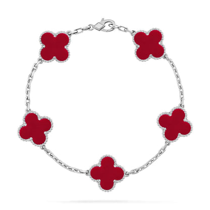 [Rani Jewelry] CLOVER 5 MOTIF RED CORNELIAN BRACELET COLLECTION