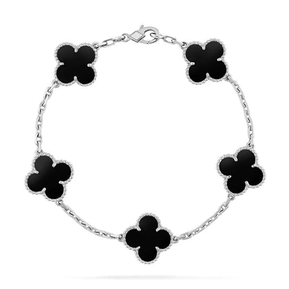 [Rani Jewelry]Clover & Love Sliver 2-Piece Bracelet Stack Set