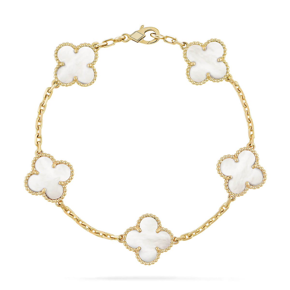 [Rani Jewelry]CLOVER WHITE PEARL MOP 5 MOTIF BRACELET COLLECTION