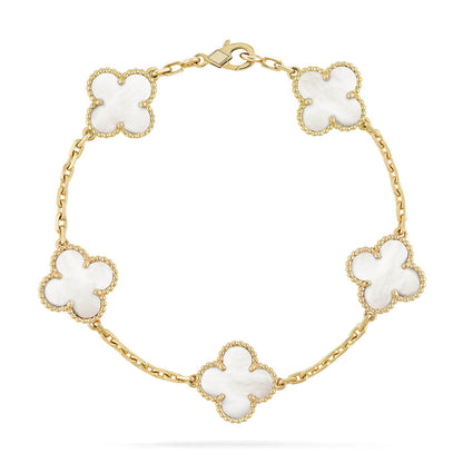 [Rani Jewelry]CLOVER WHITE PEARL MOP 5 MOTIF BRACELET COLLECTION
