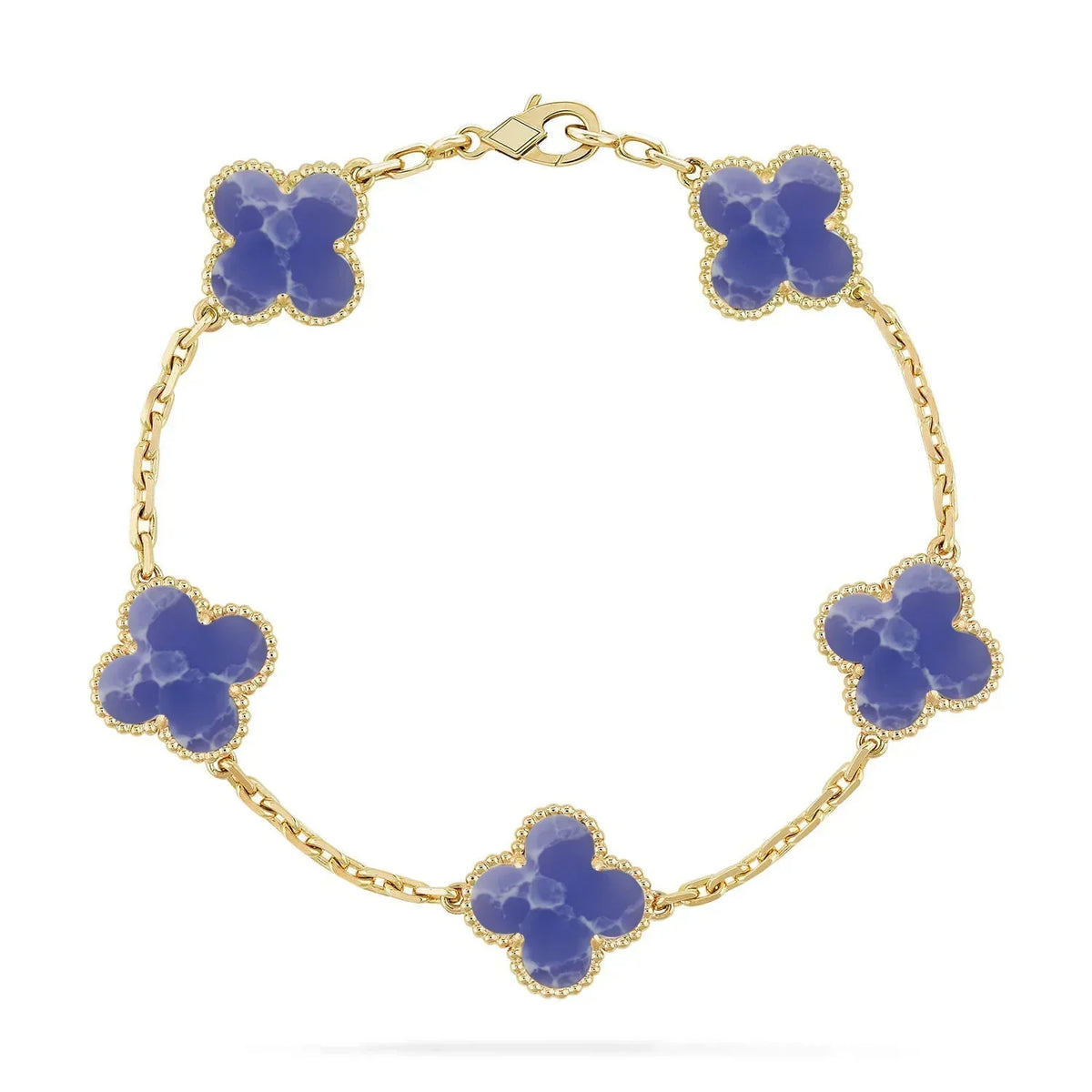 [Rani Jewelry] LOVE & JUSTE & Blue Veins Clover 5-Motif Diamond Bracelet Stack Set
