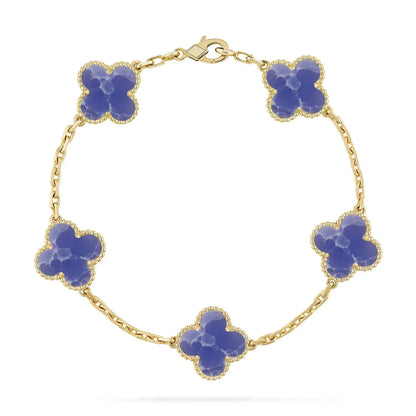 [Rani Jewelry] LOVE & JUSTE & Blue Veins Clover 5-Motif Diamond Bracelet Stack Set
