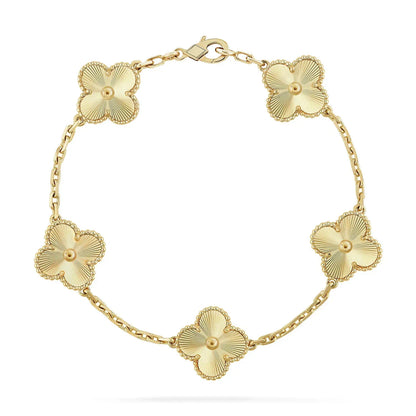 [Rani Jewelry]Clover Laser  Pulsar Stone 5-Motif & LOVE Diamond-Paved Bracelet Stack Set