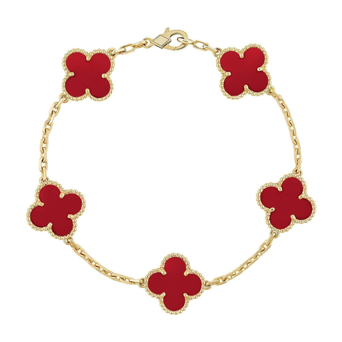 [Rani Jewelry] CLOVER 5 MOTIF RED CORNELIAN BRACELET COLLECTION
