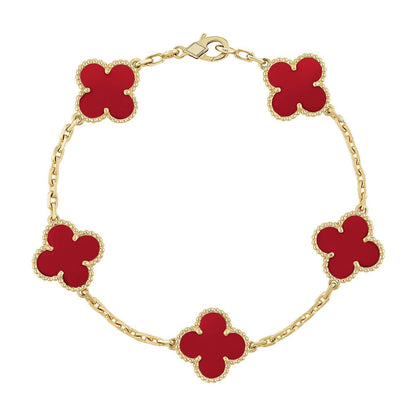[Rani Jewelry] CLOVER 5 MOTIF RED CORNELIAN BRACELET COLLECTION