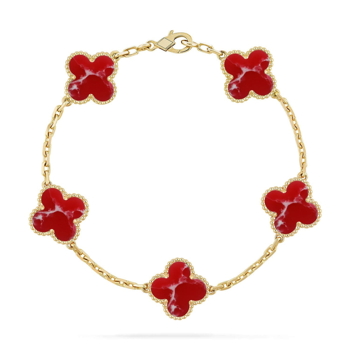 [Rani Jewelry]CLOVER 5 MOTIF RED PATTERN BRACELET COLLECTION