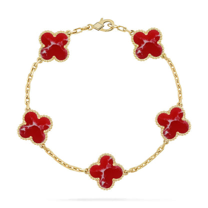 [Rani Jewelry]CLOVER 5 MOTIF RED PATTERN BRACELET COLLECTION