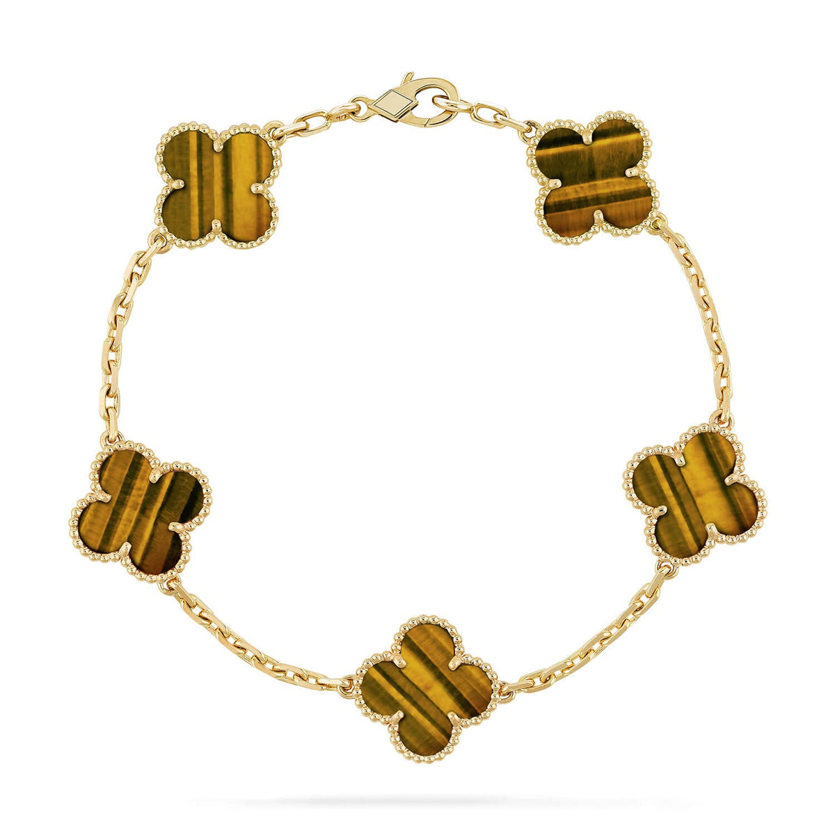 [Rani Jewelry] CLOVER 5 MOTIFS TIGER EYE BRACELET COLLECTION