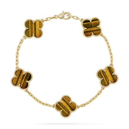 [Rani Jewelry] CLOVER 5 MOTIFS TIGER EYE BRACELET COLLECTION