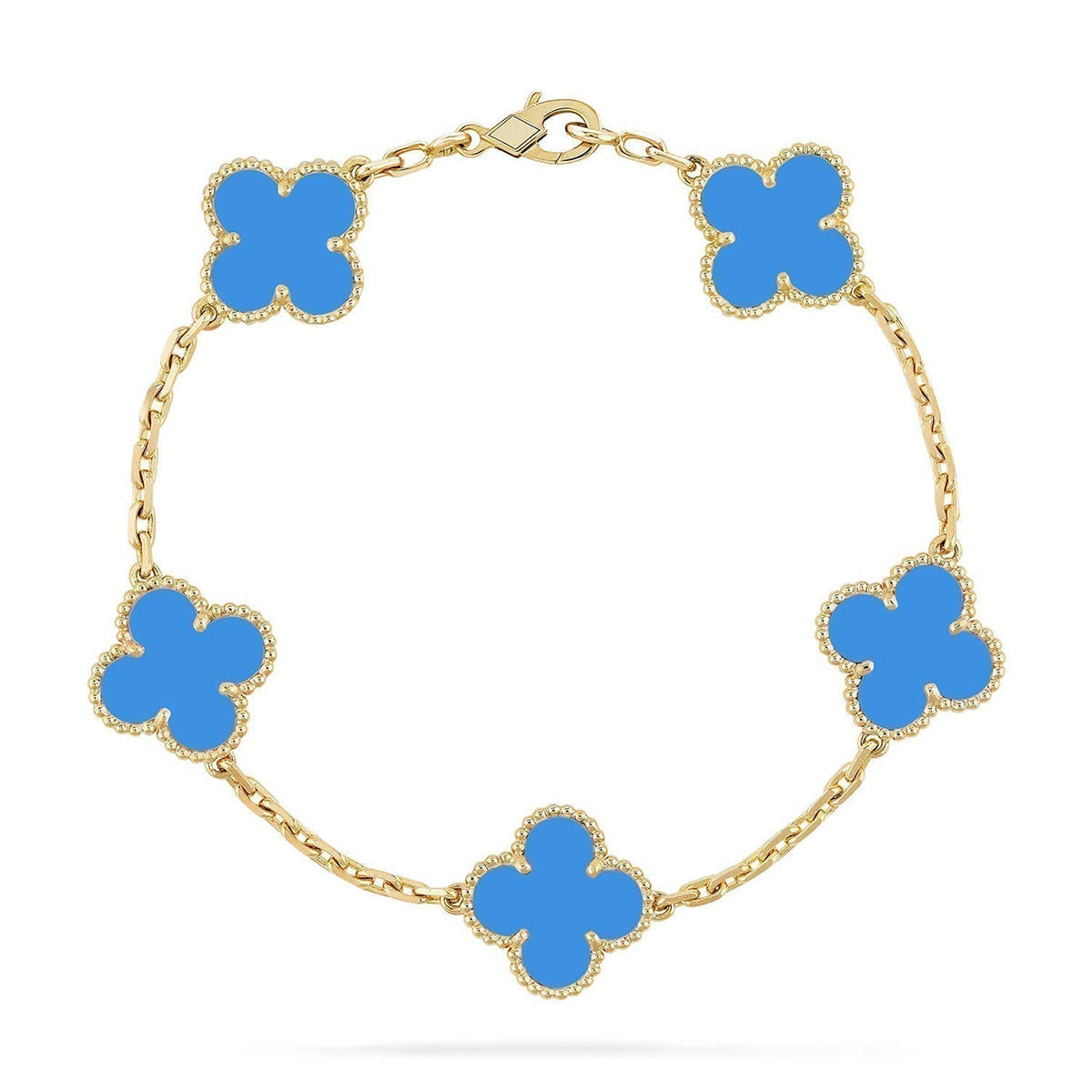 [Rani Jewelry] CLOVER 5 MOTIF BLUE AGATE BRACELET COLLECTION