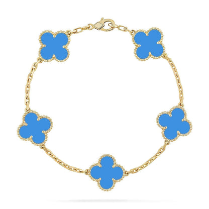 [Rani Jewelry] CLOVER 5 MOTIF BLUE AGATE BRACELET COLLECTION