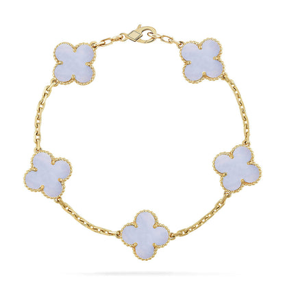 [Rani Jewelry] CLOVER 5 MOTIF PURPLE CHALCEDONY BRACELET COLLECTION