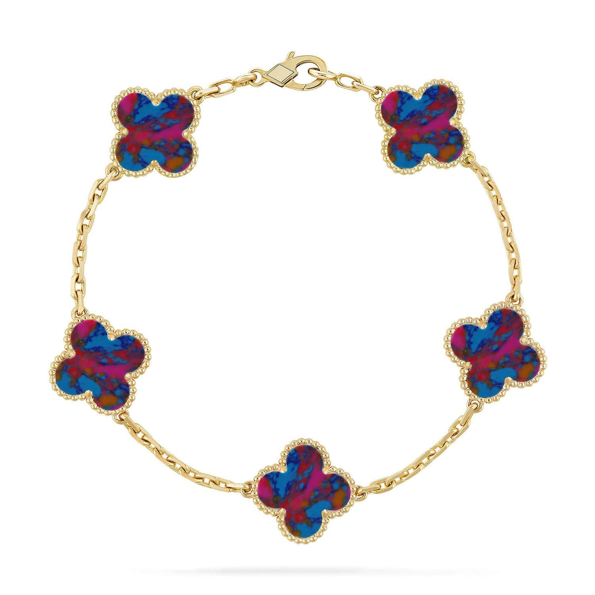 [Rani Jewelry]CLOVER 5 MOTIF COLOR GEMSTONES BRACELET COLLECTION