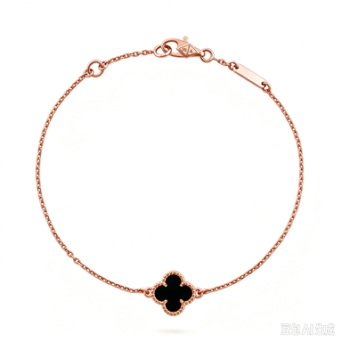 [Rani Jewelry]CLOVER ONYX SINGLE FLOWER BRACELET