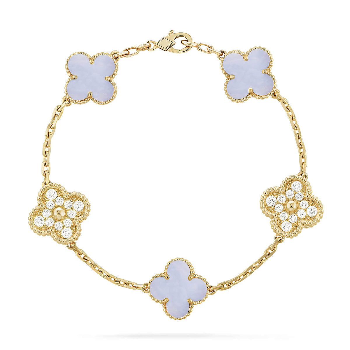 [Rani Jewelry] CLOVER 5 MOTIF PURPLE CHALCEDONY BRACELET COLLECTION
