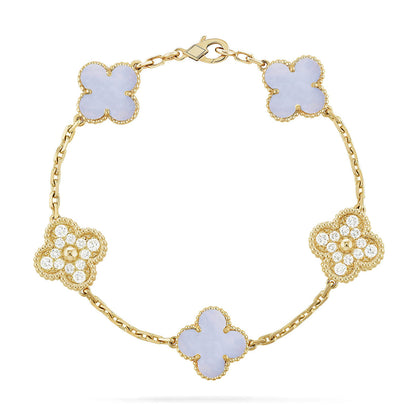 [Rani Jewelry] CLOVER 5 MOTIF PURPLE CHALCEDONY BRACELET COLLECTION
