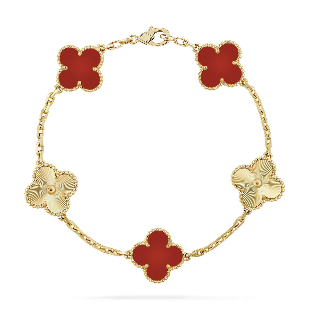 [Rani Jewelry]Clover & Love Diamond-Paved Radiant Line 2-Piece Bracelet Stack Set