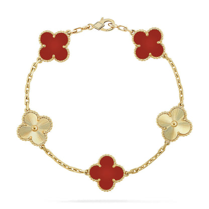 [Rani Jewelry]Clover & Love Diamond-Paved Radiant Line 2-Piece Bracelet Stack Set