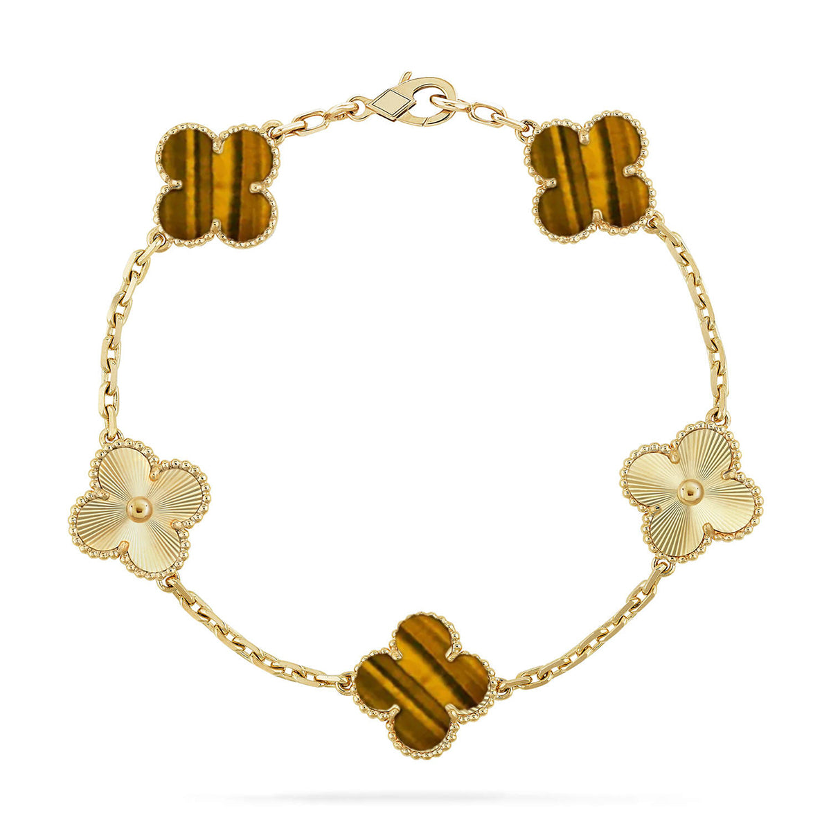 [Rani Jewelry] CLOVER 5 MOTIFS TIGER EYE BRACELET COLLECTION