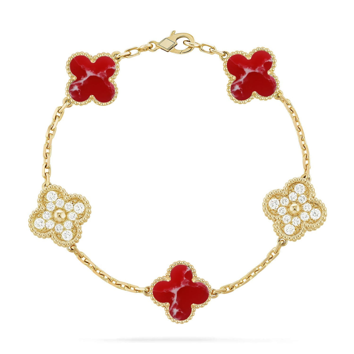 [Rani Jewelry]CLOVER 5 MOTIF RED PATTERN BRACELET COLLECTION