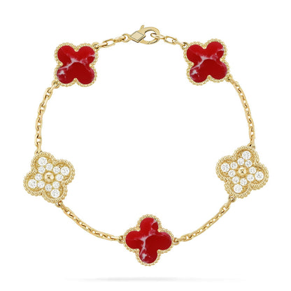 [Rani Jewelry]CLOVER 5 MOTIF RED PATTERN BRACELET COLLECTION