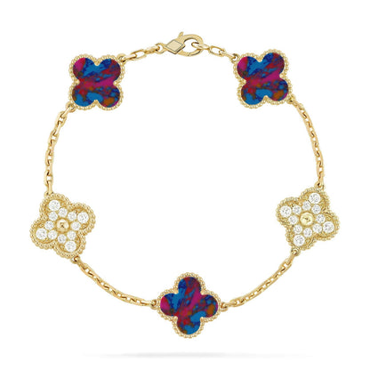 [Rani Jewelry]CLOVER 5 MOTIF COLOR GEMSTONES BRACELET COLLECTION