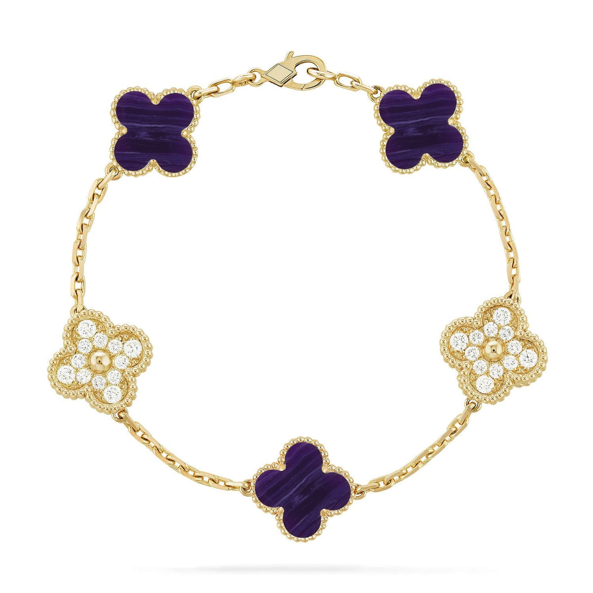 [Rani Jewelry]CLOVER 5 MOTIF PURPLE STRIPES BRACELET COLLECTION