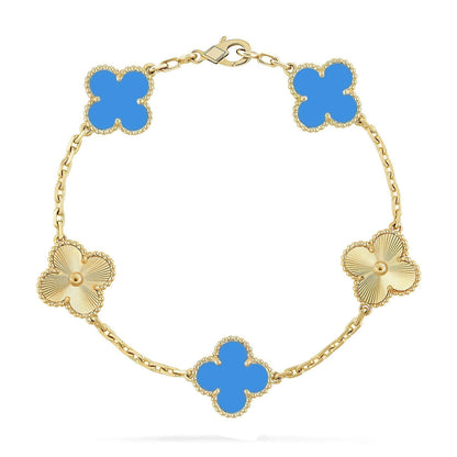 [Rani Jewelry] CLOVER 5 MOTIF BLUE AGATE BRACELET COLLECTION
