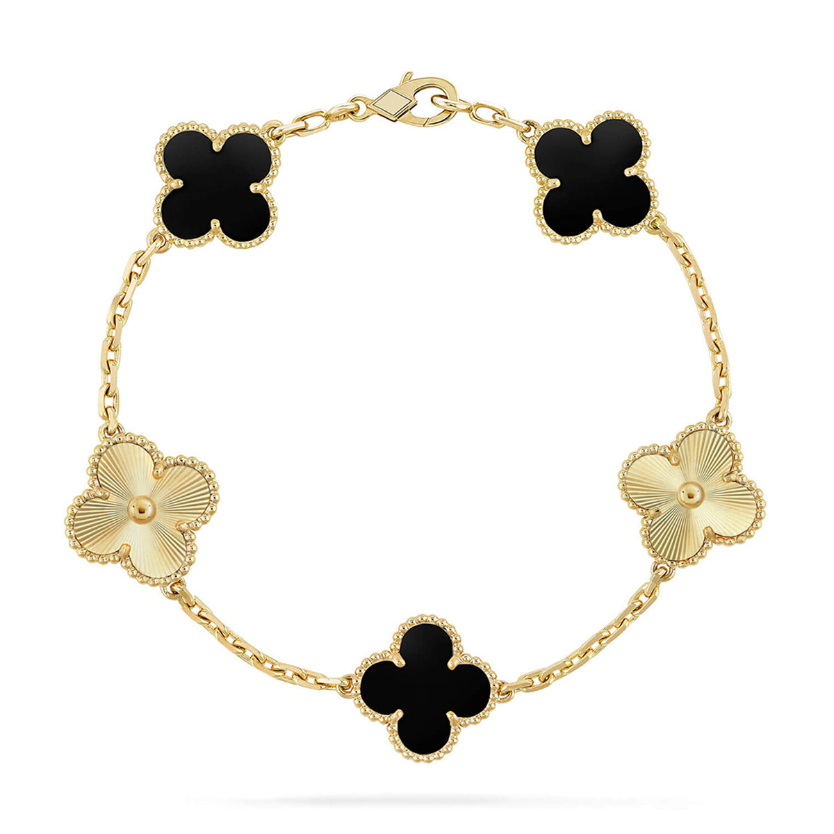 [Rani Jewelry] CLOVER 5 MOTIF ONYXS BRACELET COLLECTION