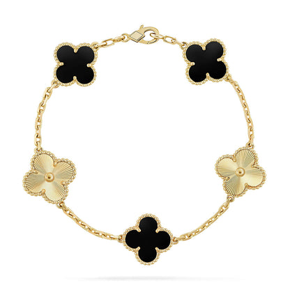 [Rani Jewelry] CLOVER 5 MOTIF ONYXS BRACELET COLLECTION