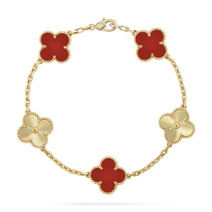 [Rani Jewelry] CLOVER 5 MOTIF RED CORNELIAN BRACELET COLLECTION