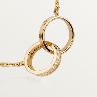 [Rani Jewelry] LOVE DOUBLE RING HALF DIAMOND NECKLACE