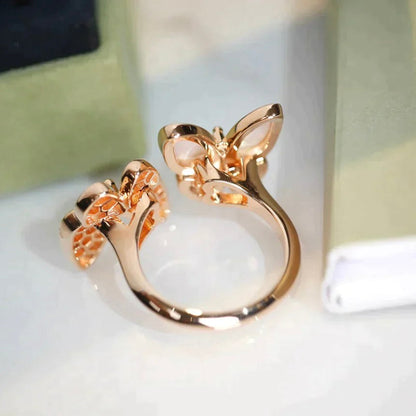 [Rani Jewelry]TWIN BUTTERFLY DIAMOND MOP RING