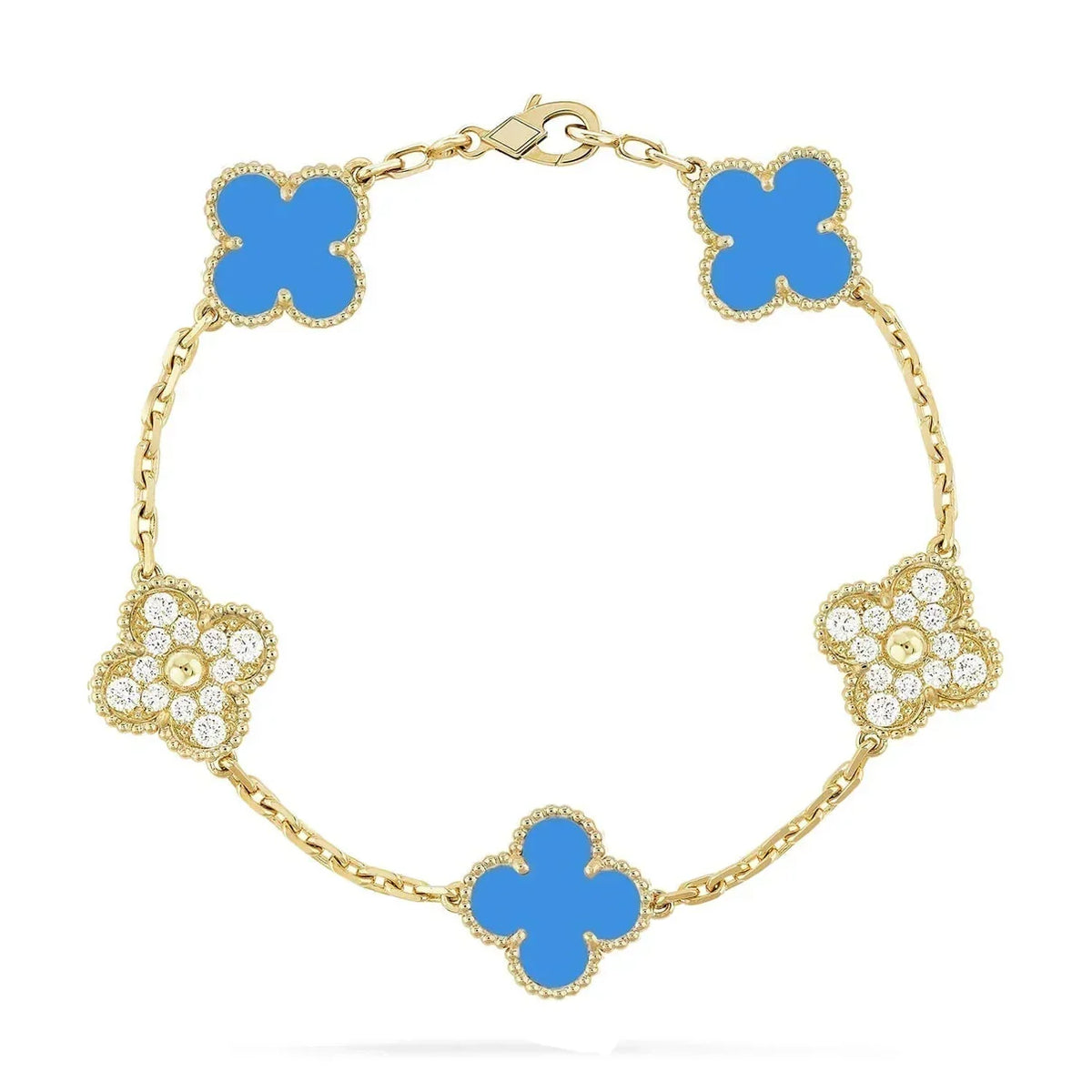 [Rani Jewelry] CLOVER 5 MOTIF BLUE AGATE BRACELET COLLECTION