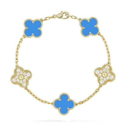 [Rani Jewelry] CLOVER 5 MOTIF BLUE AGATE BRACELET COLLECTION