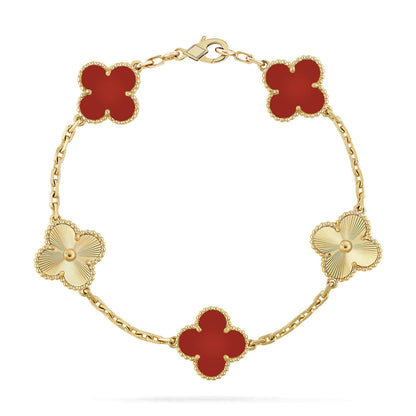 [Rani Jewelry]CLOVER  5 MOTIFS CARNELIAN GOLD BRACELET