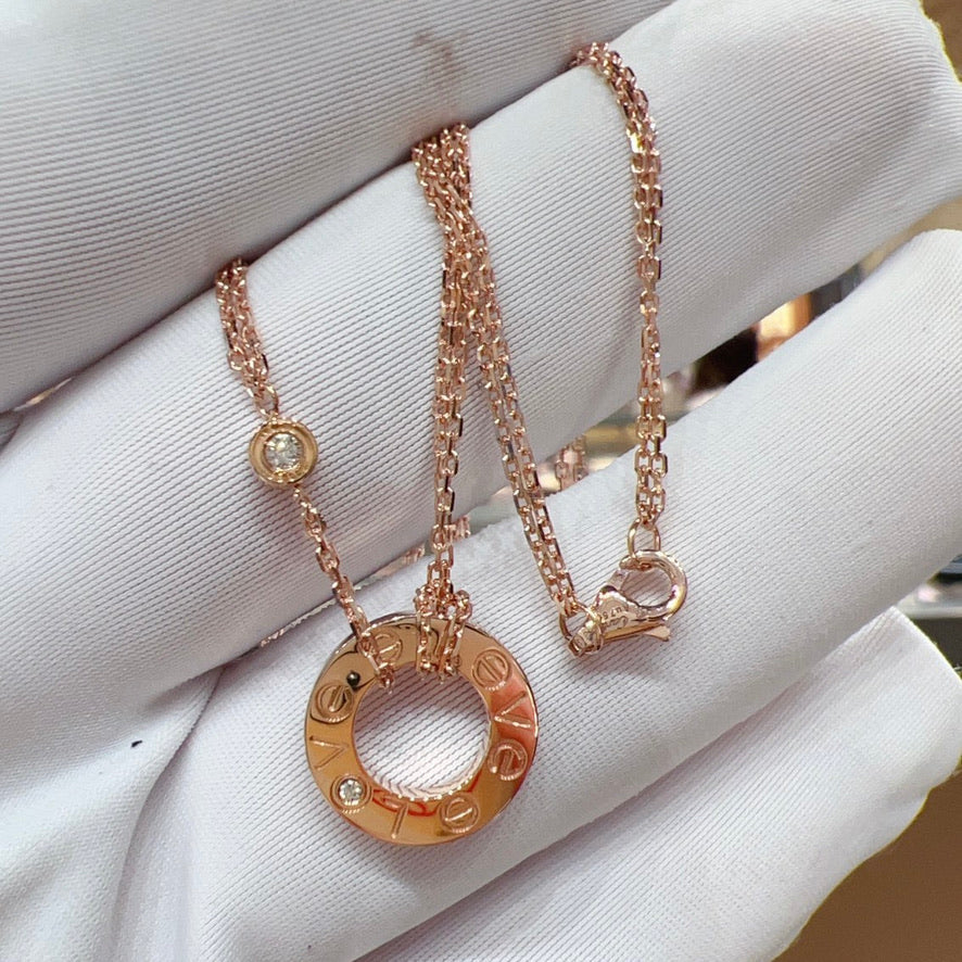 [Rani Jewelry] LOVE NECKLACE 16MM 2 DIAMONDS