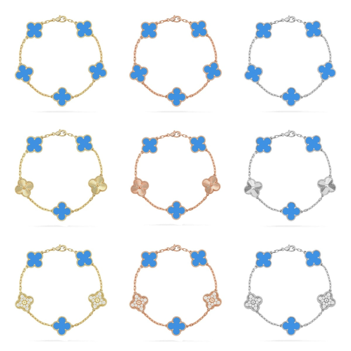 [Rani Jewelry] CLOVER 5 MOTIF BLUE AGATE BRACELET COLLECTION