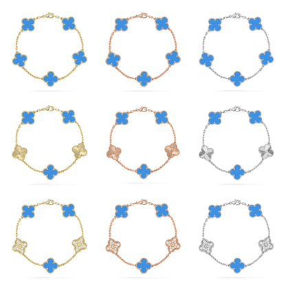 [Rani Jewelry] CLOVER 5 MOTIF BLUE AGATE BRACELET COLLECTION