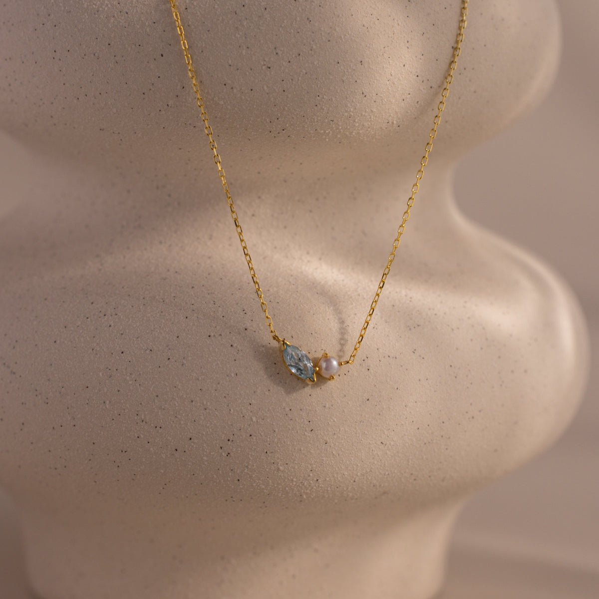 Marquise Birthstone & Pearl Necklace