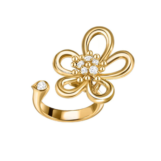 [Rani Jewelry]  FLOWERLACE OPEN RING 5 DIAMONDS