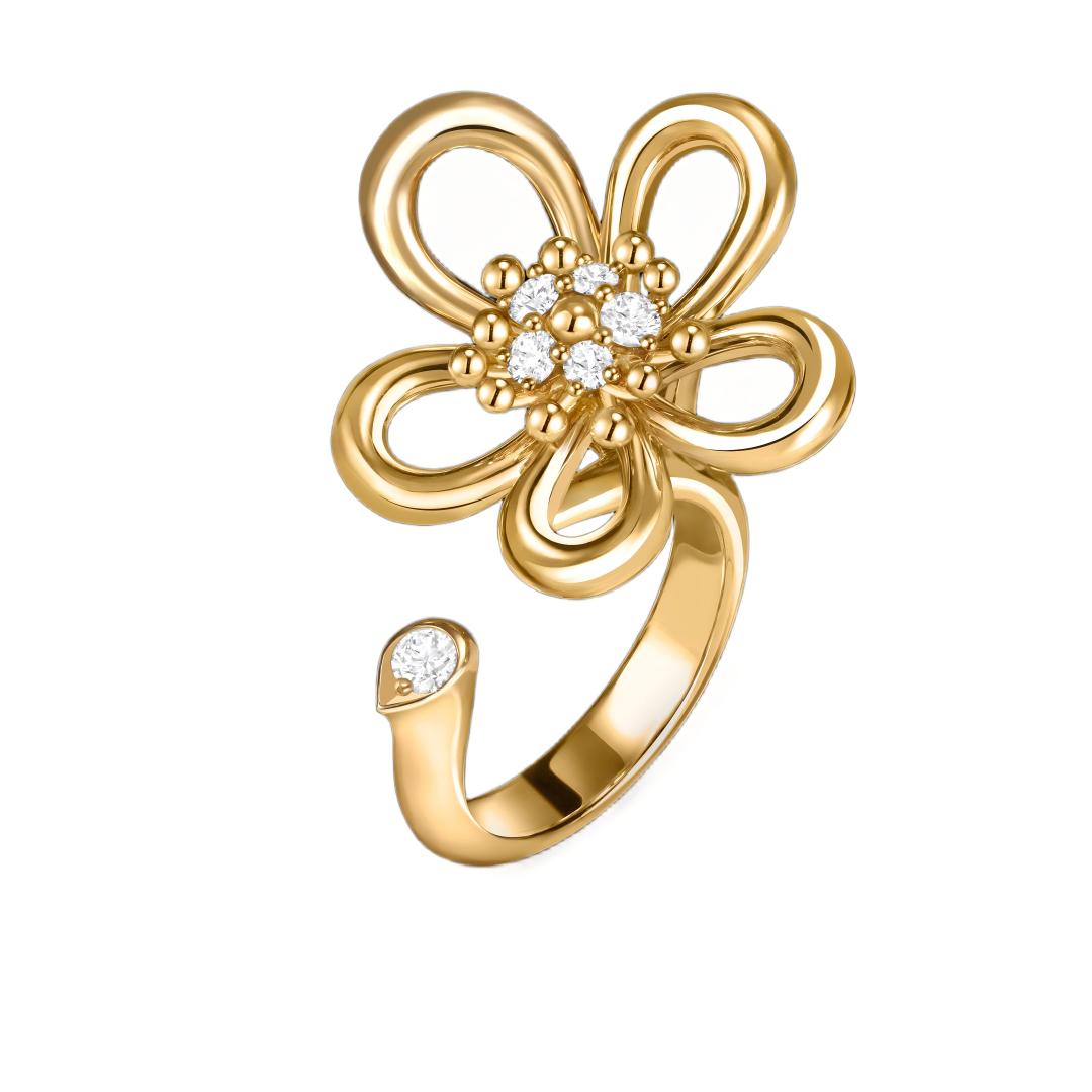 [Rani Jewelry]  FLOWERLACE OPEN RING 5 DIAMONDS