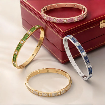 [Rani Jewelry]2026 PAVE GEMSTONE LOVE BRACELET 6.1MM 10 DIAMONDS