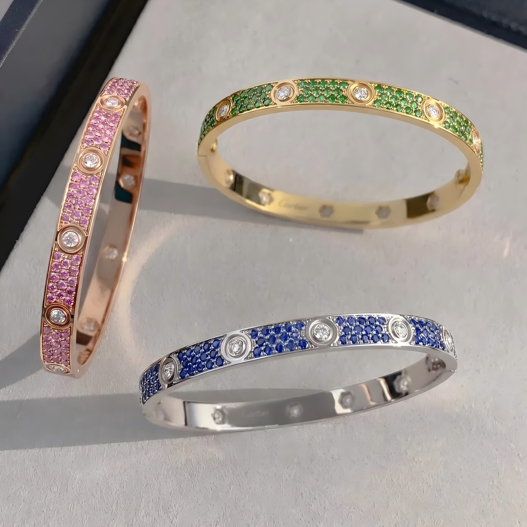 [Rani Jewelry]2026 PAVE GEMSTONE LOVE BRACELET 6.1MM 10 DIAMONDS