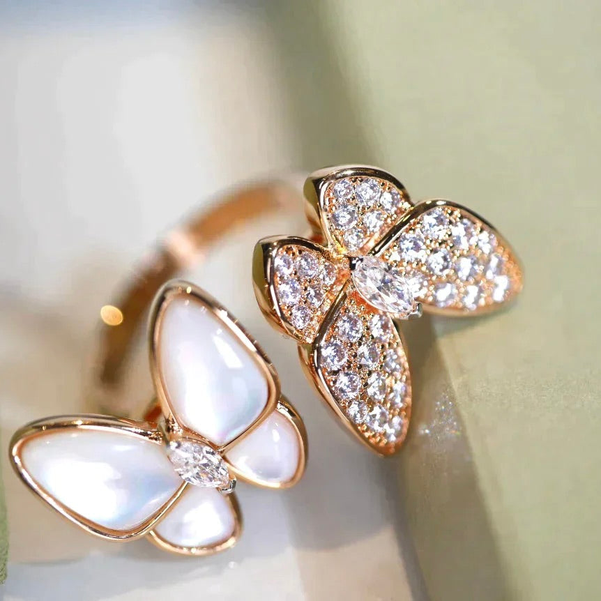 [Rani Jewelry]TWIN BUTTERFLY DIAMOND MOP RING