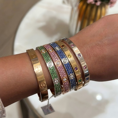 [Rani Jewelry]2026 PAVE GEMSTONE LOVE BRACELET 6.1MM 10 DIAMONDS