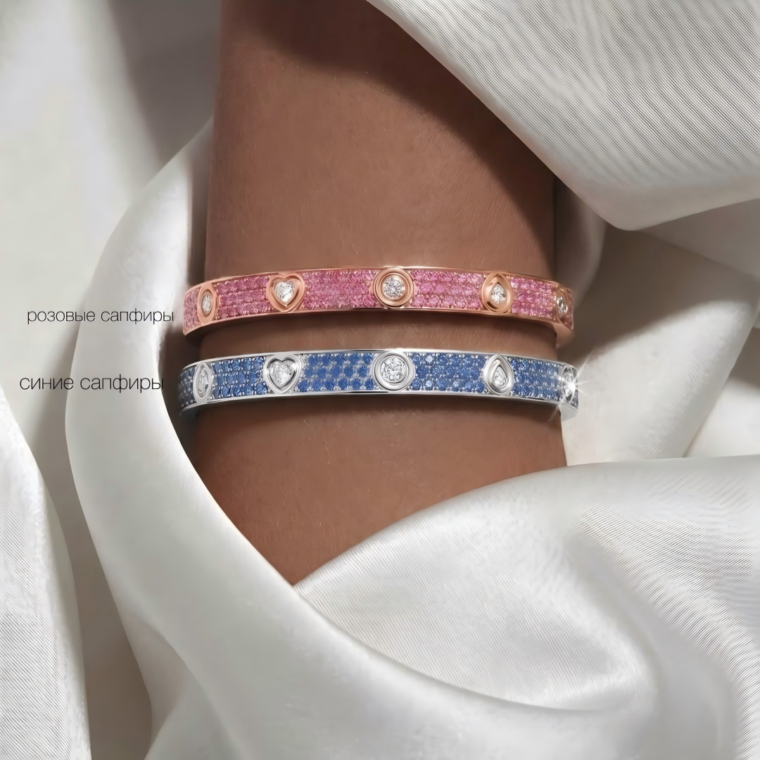 [Rani Jewelry]2026 PAVE GEMSTONE LOVE BRACELET 6.1MM 10 DIAMONDS
